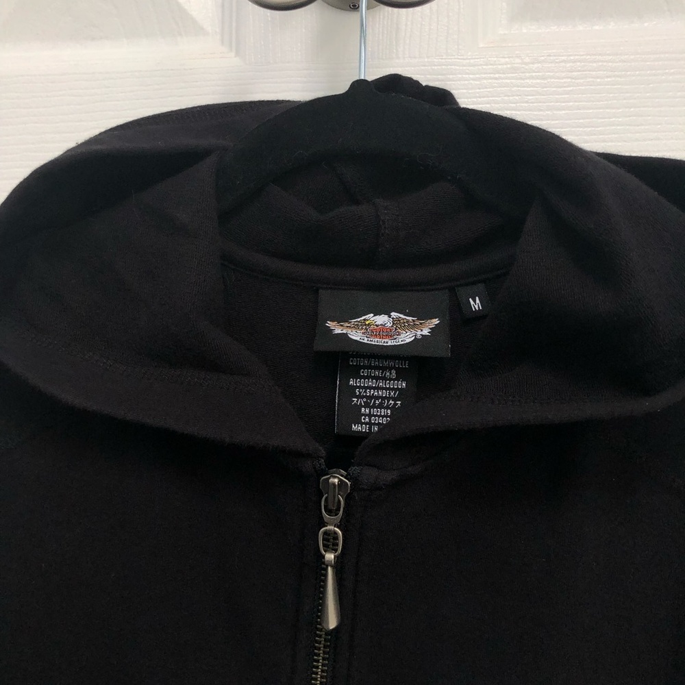 Harley Davidson Womens Medium 1/4 Zip Sweatshirt Hoodie Black Long Sleeve biker - Picture 3 of 16